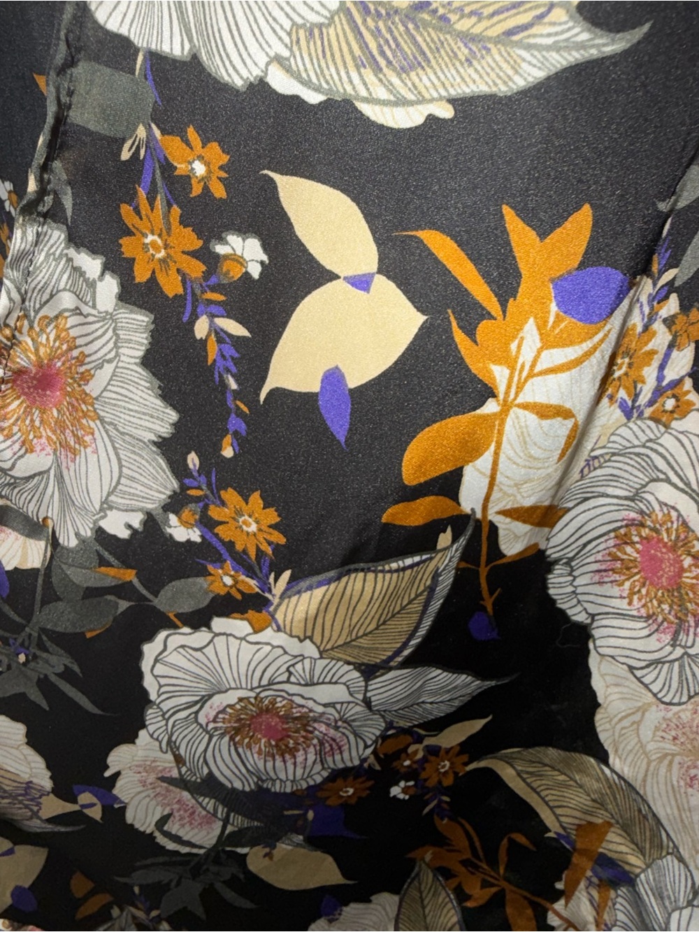 Janetchung Satin Floral Open Blouse Topper S - Picture 6 of 7